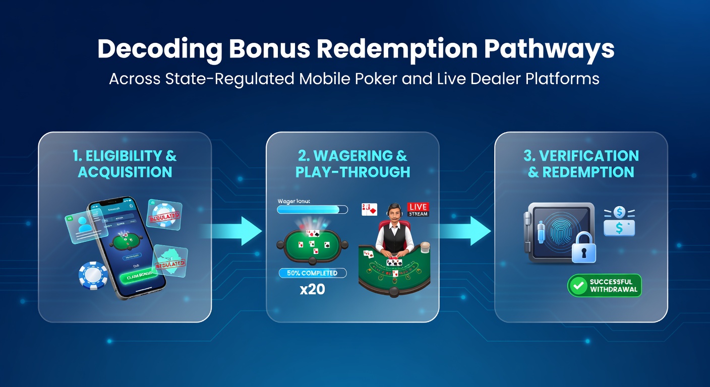 Mobile poker and live dealer bonus redemption interface on a regulated app