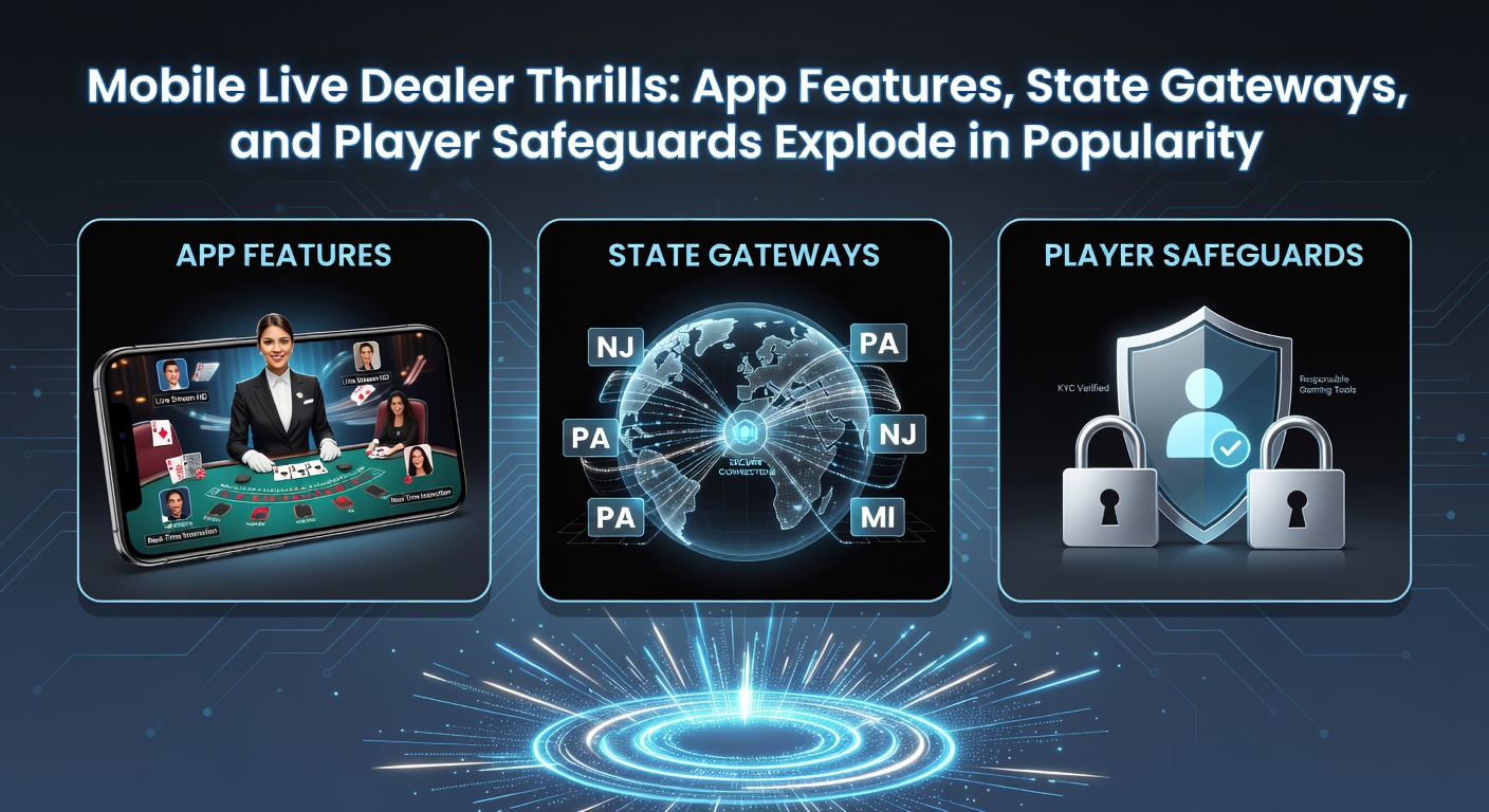 Smartphone displaying a live blackjack table with a dealer shuffling cards in real-time, surrounded by app interface elements like chat and bet slips